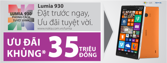 ĐẶT HÀNG LUMIA 930 - NHẬN ngay bộ quà tặng trị giá 35.000.000